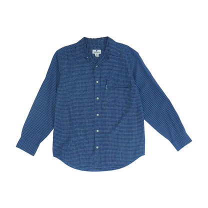 Navy Plaid Long Sleeve Button Down