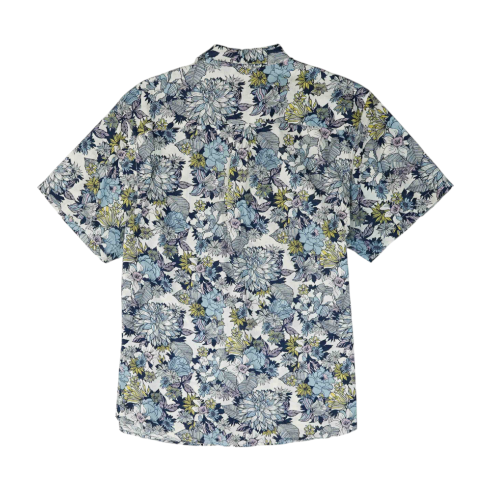 White Floral Short Sleeve Button Down