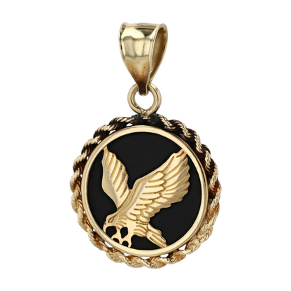 14K Yellow Gold Black Stone Pendant