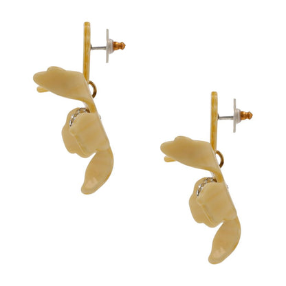 Yellow Crystal Lily Pierced Drop Earrings