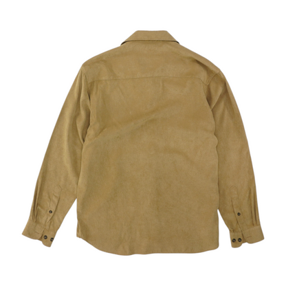 Vintage Tan Solid Long Sleeve Button Down