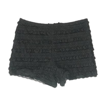 Black Solid Knit Shorts