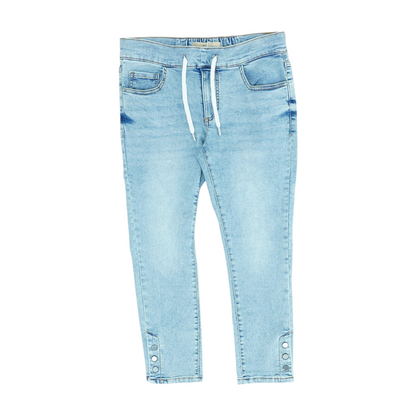 Blue Solid Denim Capris