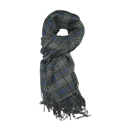 Gray Plaid Polyester Scarf