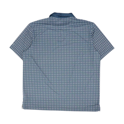 Navy Print Short Sleeve Polo