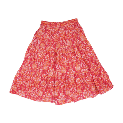 Pink Floral Midi Skirt