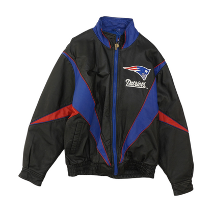 Vintage Black New England Patriots Solid Leather Jacket