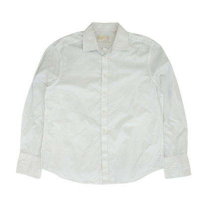 White Solid Long Sleeve Button Down