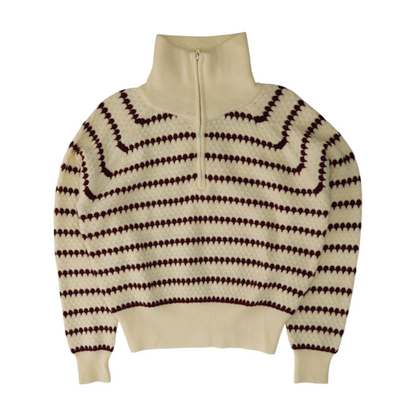 Ivory Striped 1/4 Zip Sweater