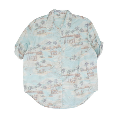 Blue Tropical Button Down
