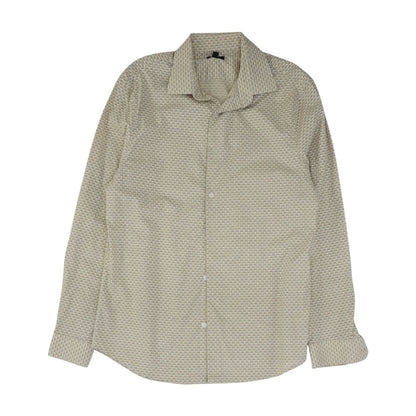 Beige Geometric Long Sleeve Button Down