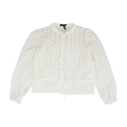 White Eyelet Long Sleeve Blouse
