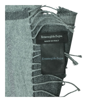 Gray Silk Winter Scarf with Fringe