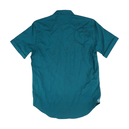 Teal Solid Short Sleeve Button Down