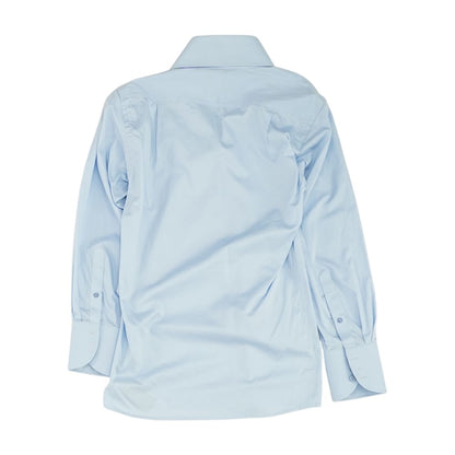 Blue Solid Long Sleeve Button Down