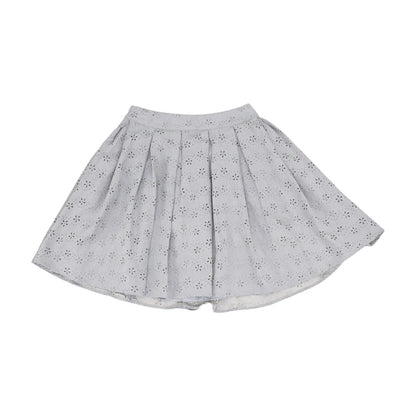 Gray Eyelet Midi Skirt