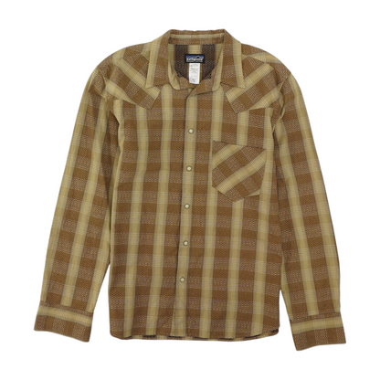 Beige Plaid Long Sleeve Button Down