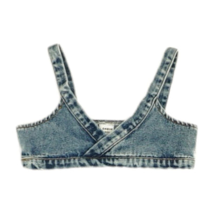 Blue Solid Cropped Tank