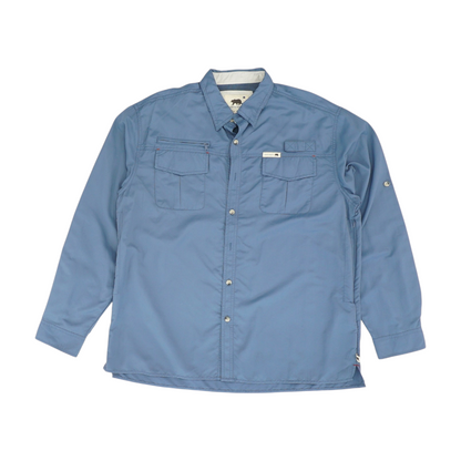 Blue Solid Outdoor Button Down