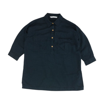Navy Solid 3/4 Sleeve Blouse