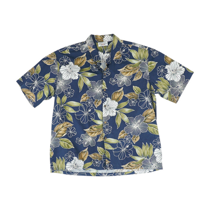 Navy Tropical Short Sleeve Button Down