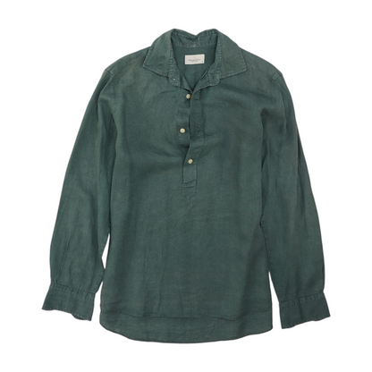 Green Solid Long Sleeve Polo