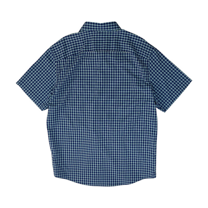 Navy Plaid Short Sleeve Button Down