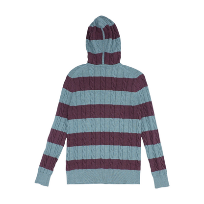 Gray Striped Hoodie Pullover