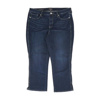 Blue Solid Denim Capris
