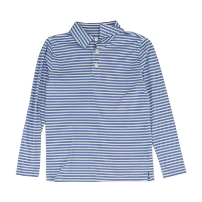 Blue Striped Long Sleeve Polo
