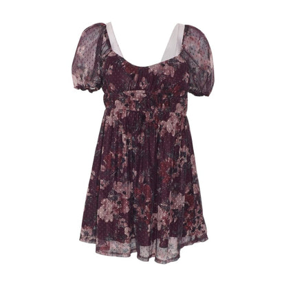 Burgundy Floral Mini Dress