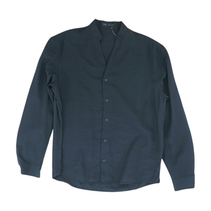 Black Solid Long Sleeve Button Down