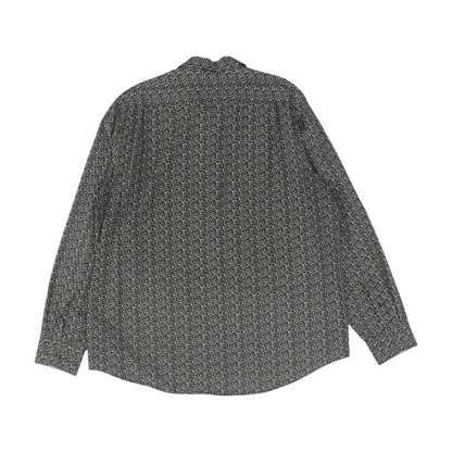 Black Print Long Sleeve Button Down
