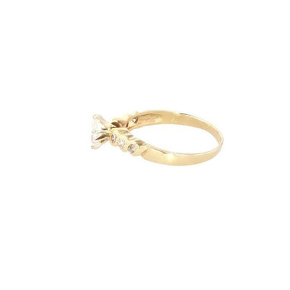 1/3 Ct 14K Gold Marquise Diamond Solitaire With Bezel Set Diamond Accents Band