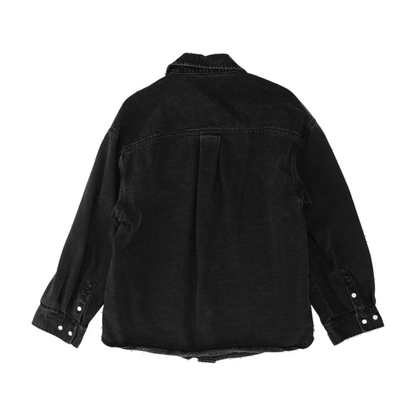 Black Solid Long Sleeve Button Down