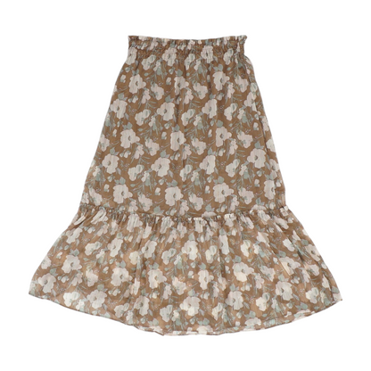 Brown Floral Midi Skirt