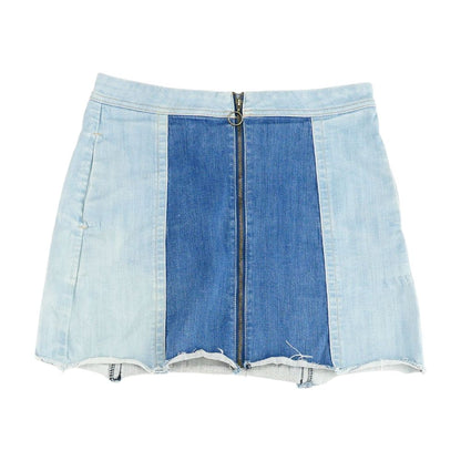 Blue Color Block Mini Skirt