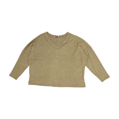 Brown Plus V Neck Knit Top