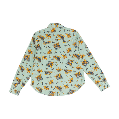 Green Graphic Button Down