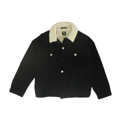 Black Solid Denim Jacket