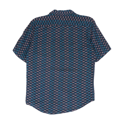 Navy Print Short Sleeve Button Down