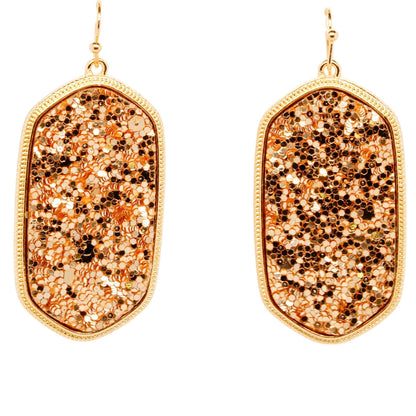 Gold Tone Copper Drusy Drop Earrings