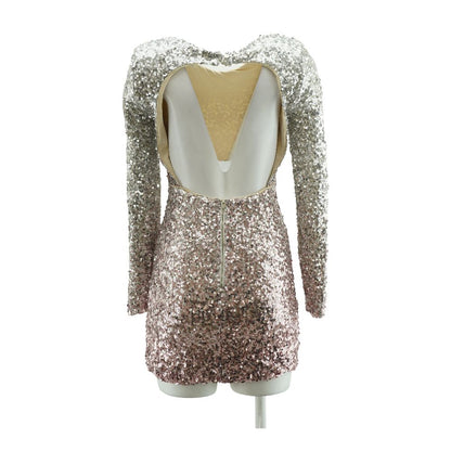 Silver Solid Mini Dress