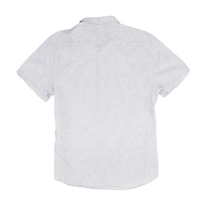 Purple Solid Short Sleeve Button Down
