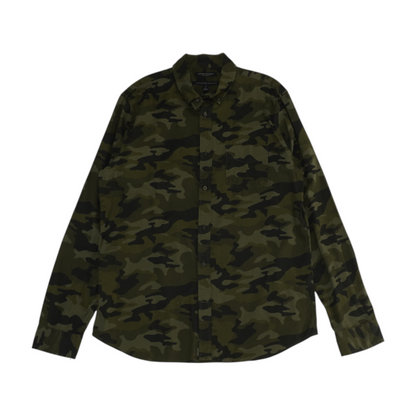 Gray Tall Camo Long Sleeve Button Down