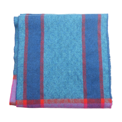 Blue Striped Wool Scarf