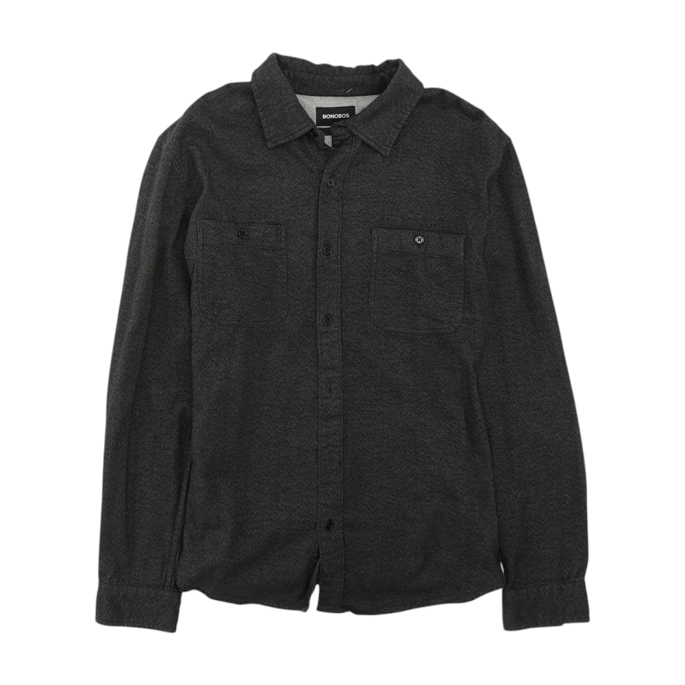Charcoal Solid Flannel Button Down