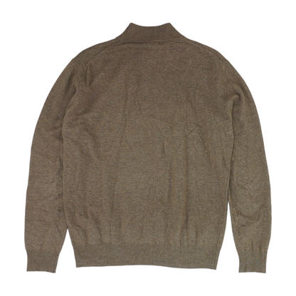 Brown Solid 1/4 Zip Sweater