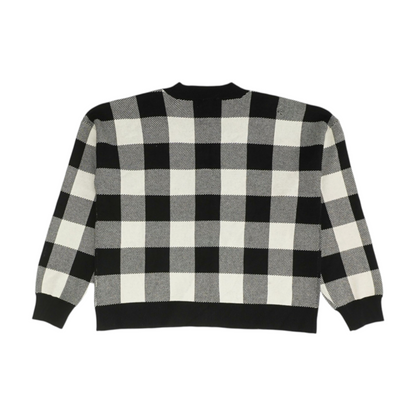Black Check Cardigan Sweater
