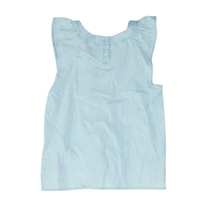 Blue Solid Short Sleeve Blouse